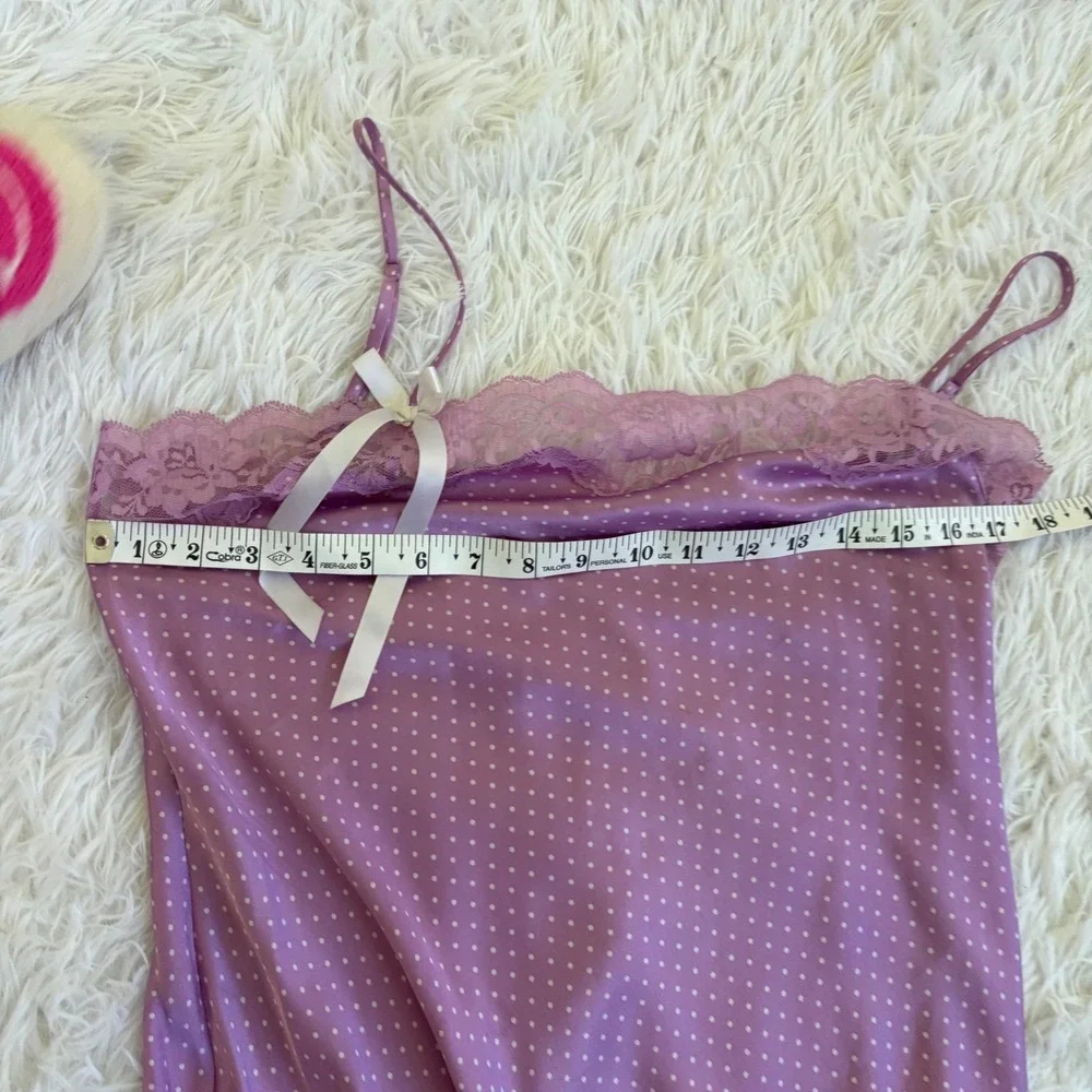 Victoria's Secret Angels Slip Dress Medium Purple Coquette Polka Dot Lace Y2K M